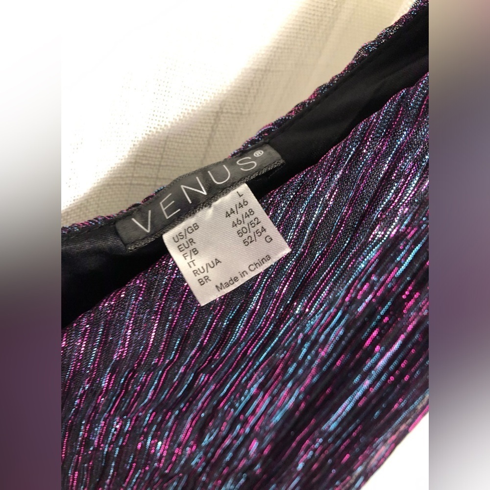 VENUS Shimmering Black and Purple Sleeveless Blouse NWOT size Large - Picture 5 of 12